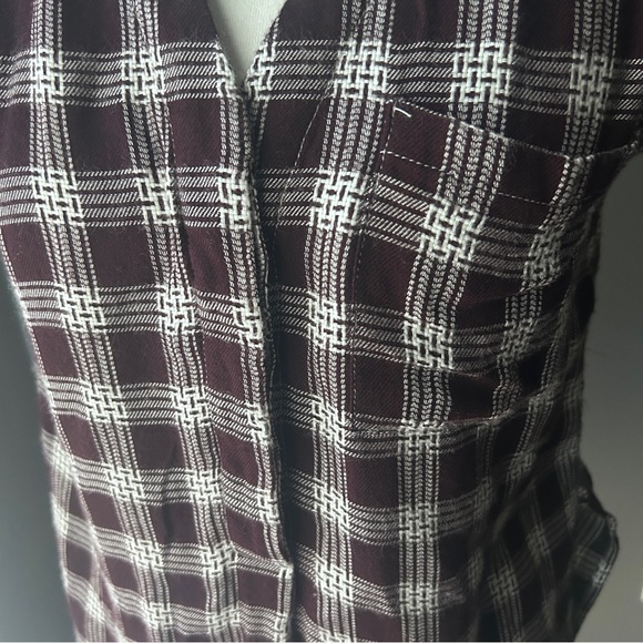 White Crow Rustic Roots sleeveless plaid button up. Wine - Picture 6 of 6